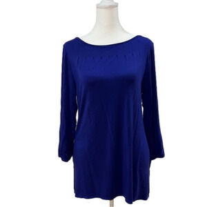 T Tahari Blue Tunic Long Sleeve Shirt Women's Small